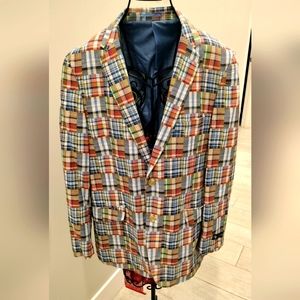 Men's US Polo Assn Madras Soft Patchwork Suit Jacket Size 42R